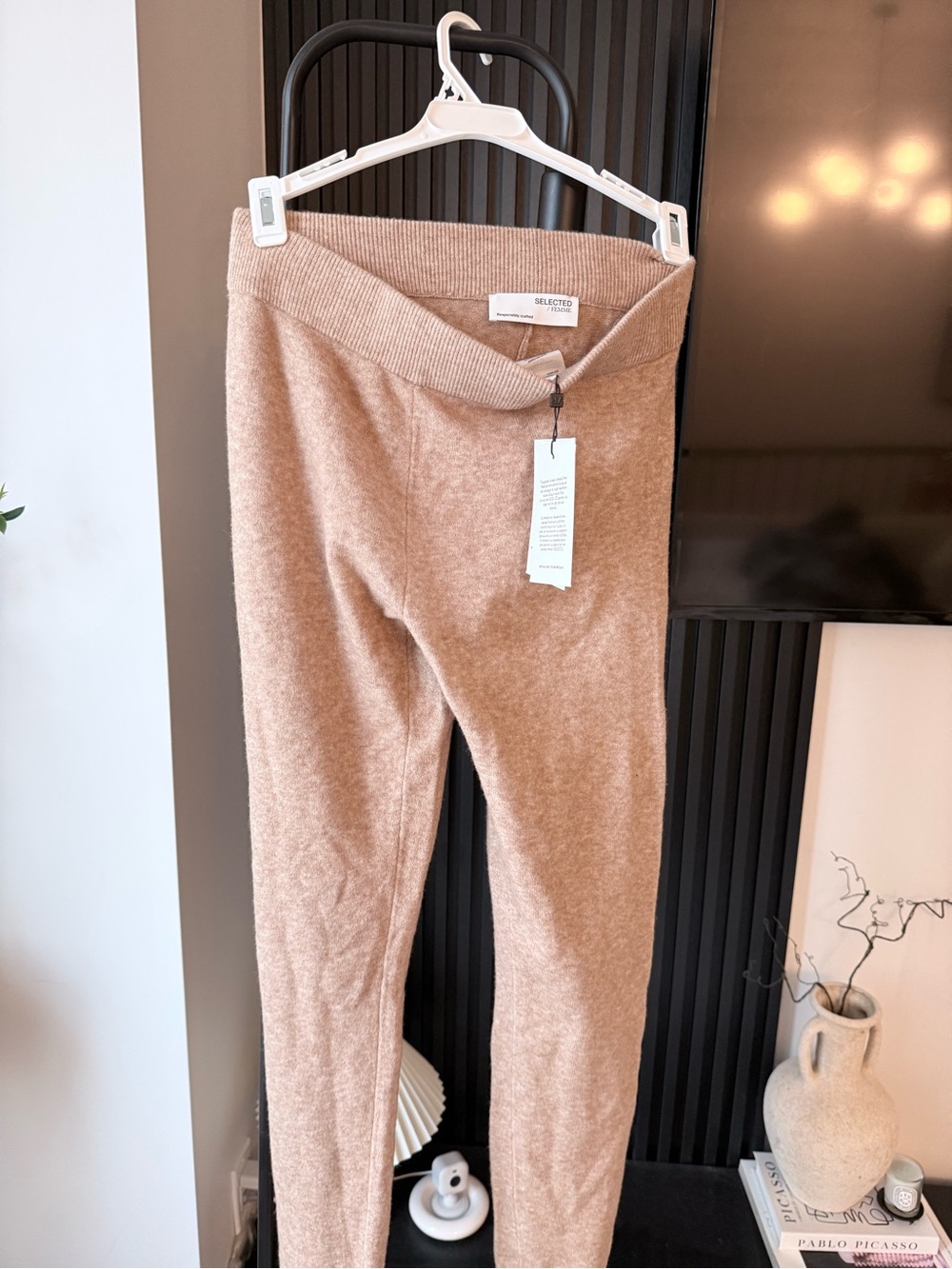 Selected Knit Leggings in Camel